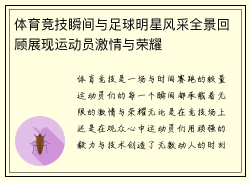 体育竞技瞬间与足球明星风采全景回顾展现运动员激情与荣耀